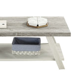 ZUN Athens Contemporary Two-Tone Wood Shelf Coffee Table in Weathered Gray and Beige T2574P164646