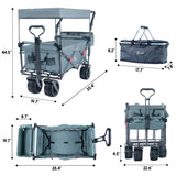 Collapsible Wagon cart with Removable Canopy, Large All Terrain Wheels, Brake, Adjustable 09626467