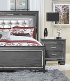 Glamourous Style 1pc Nightstand of 2x Drawers LED Lighting Faux Crystals Bar Pulls Gray Finish B01165897