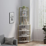 ZUN 6-Tier Corner Open Shelf Modern Bookcase Wood Rack Freestanding Shelving Unit,Plant Album Trinket W2167P207457