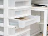 9-Drawer Narrow Plastic Storage Drawer Cart with Organizer Top, White 58470701