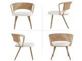 Wicker dining chairs - 4-piece set - Farmhouse soft padded cane back kitchen chair with sponge W3590P453802