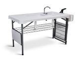 42.5" Fish Cleaning Table with Dual Sink, Portable Folding Camping Table with Foldable Extension 38077895