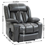 Dual Motor Infinite Position Up to 350 LBS Leatheraire Power Lift Recliner Chair, Heavy Duty Motion W1803P243552