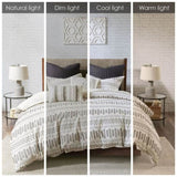 Cotton Jacquard Comforter Mini Set Ivory/Charcoal King/Cal King B035128811