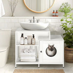 ZUN Cat litter box enclosure for bathroom, Hidden Litter Pet Washroom with Divider, Indoor Cat House for W1687P251061