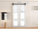 40" Bi-Folding Sliding Barn Door Hardware Kit for 2 Doors,Smoothly&Quietly,Black Track J Shape 89494323