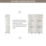 ZUN Room Divider 4 Panel, White Room Divider with Shelves, Wall Room Dividers and Folding Privacy 25185997