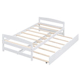 Twin Size Platform Bed with Twin Size Trundle, White WF313279AAK