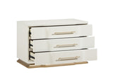 Lexington 3-Drawer Nightstand in Beige with Textured Finish and Gold Finish Handles B009P450613