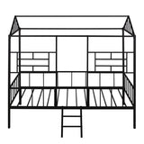 ZUN Metal House Bed Frame Twin Size with Slatted Support No Box Spring Needed Black MF289091AAB