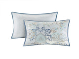 8 Piece Cotton Floral Printed Reversible Comforter Set Blue King B03597066