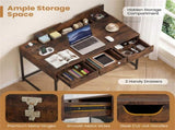 43.5" Home Office Desk with Built-in Charging Station & 3 Drawers Hidden Compartment 65126264
