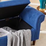 ZUN Multifunctional Storage Rectangular Sofa Stool- Navy Blue 86408578