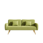 ZUN 70.47" Green Fabric Double Sofa with Split Backrest and Two Throw Pillows,Suitable for living room, W1658120161