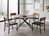 4 Seater Round Dining Table Set with Cross Legs, 1 Table and 4 Chairs, MDF with Melamine Veneer, 26247129