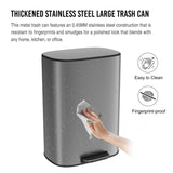 13 Gallon 50L Kitchen Foot Pedal Operated Soft Close Trash Can - Stainless Steel Ellipse Bustbin - S W1550106530