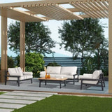 Zara 39.5" Dowel Frame Bolster Patio Deep Seating Armchair, Wheat Beige Axroma Olefin B2719P245978