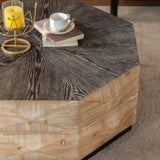 Octagon Coffee Table,38" Retro Style Wood Center Table with Three-Dimensional Embossed W3158P297432