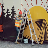 17ft Multi-Position Foldable Aluminum Ladder, A-Frame and Straight Ladder, ANSI 250lbs W2529P193468