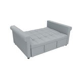 2-SEATER CONVERTIBLE VELVET LOVESEAT SOFA BED GRAY PULL-OUT SLEEPER COUCH WITH SIDE POCKET, W1867P315755