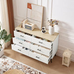 ZUN 6 Drawer Dresser for Bedroom with Deep Drawers, Wood & Chest of Drawers, Modern White Long W1820P152744