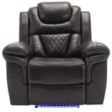 Home Theater Seating Manual Recliner Chair with LED Light Strip for Living Room,Bedroom, Brown WF310725AAD