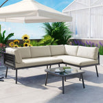 ZUN Modern Outdoor 3-Piece PE Rattan Sofa Set All Weather Patio Metal Sectional Furniture Set with 72575978