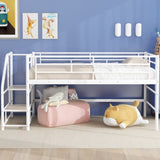 Mid Loft Bed with Storage stairs, Twin, White MF323325AAK