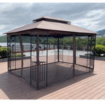 ZUN 13x10 Outdoor Patio Gazebo Canopy Tent With Ventilated Double Roof And Mosquito net W41942173