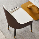 ZUN Dining Chair with PU Leather White and brown metal legs W509P167718