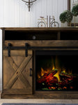 ZUN Bridgevine Home Farmhouse 66 inch Electric Fireplace TV Stand for TVs up to 80 inches, Barnwood B108P160225