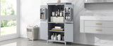 Elegant Bathroom Floor Storage Cabinet, Bathroom Storage Unit, Freestanding Cabinet with 4 Doors, N725P188461E