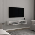 ZUN TV Stand 10.4" H, with 2 Shelves, White B097P250855