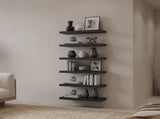 Phoenix 6-Piece Floating Wall Shelves Set, Wood Wall Mounted Display Shelves for Home Decor and B128P611061