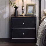 2 Storage Drawers Nightstand, Black and Silver B016P256520