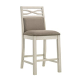 Counter Height Chairs Set of 2, Gray Finish Casual Country Style Fabric Upholstered Seat and Back B011P217880