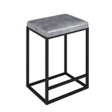 ZUN (Set of 2) Riley Indoor Grey Metal Faux Leather Bar Stools T2396P280641