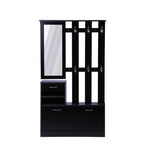 ZUN Three In One Combination Model Gate Cabinet with Shoe cabinet+Hang shelf+ Mirror,Black W2139P160501