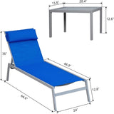 Patio Chaise Lounge Set, 3 Pieces Adjustable Backrest Pool Lounge Chairs Steel Textilene Sunbathing W1859109869