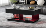 U-Can 41.3''-76.7'' Extendable Coffee Table, Efficient Central Coffee Table with Multiple Storage N724P290061B