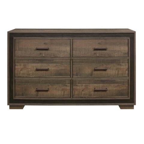 ZUN Rustic Dark Ebony Finish 1pc Dresser of 6 Drawersen Bedroom Modern Furniture Mahogany Finished B011P183413