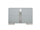 Elegant Nightstand with Metal Foot, Mirrored Bedside Table with 2 Drawers for Bedroom, Living Room, 13916632