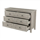Retro Farmhouse Style Wooden Dresser with 6 Drawer, Storage Cabinet for Bedroom, Anitque Gray WF317946AAG