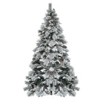 ZUN 7.5FT Pre-Lit Spruce Snow Flocked Christmas Tree with Pine Cones, Artificial Xmas Tree with 745 47118167