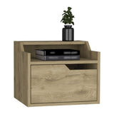 Floating Nightstand, Modern Dual-Tier Design with Spacious Single Drawer Storage, Macadamia B097P199741