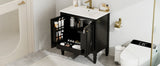 30" Bathroom Vanity with Sink, Two Doors with Shelf, Soft Close Door Hinges, Vintage Style, Black N759P226000B