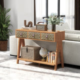 ZUN Mid Century Modern Console Table with Storage for Entryway, Multi-Functional Entryway Table with 3 40513190