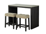 Two-Tone Design Transitional Black 3pc Dining Set Table 2x Stools Tufted Beige Seats Dining Room B2741P301915