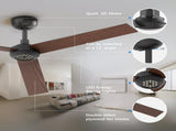 52 inch Modern Ceiling Fan with Lights,Remote Control, 3 Plywood Blades,6-Speed,Dimmable, Noiseless 85199647